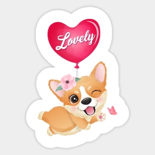 cute little corgi love valentine tshirt Sticker